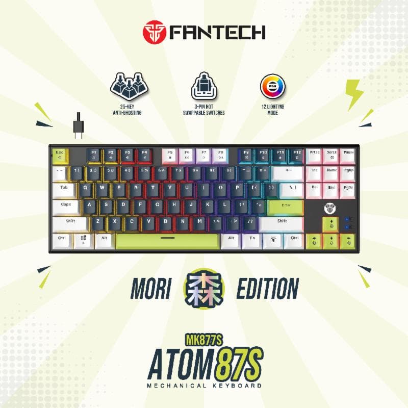 FANTECH ATOM 87S MK877S MORI EDITION (BLUE WHITE) TARO SWITCH GAMING MECHANICAL KEYBOARD