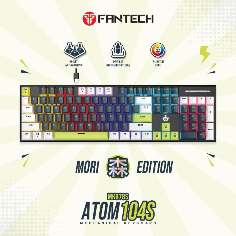 FANTECH ATOM 104S MK878S MORI EDITION (BLUE WHITE) ROSIE SWITCH GAMING MECHANICAL KEYBOARD