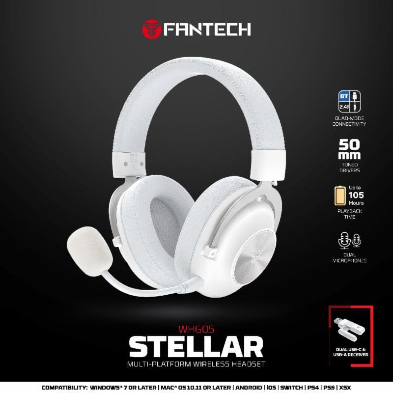 FANTECH STELLAR WHG05 (WHITE) WIRELESS HEADSET