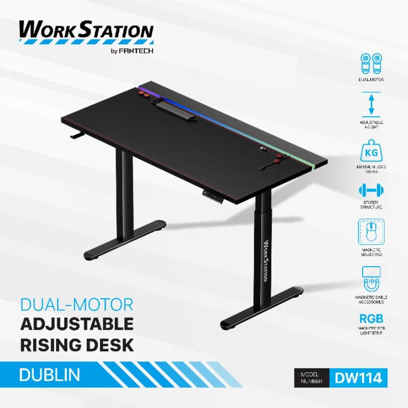 FANTECH WORK STATION DUBLIN DW114 BLACK ELECTRIC ADJUSTABLE DESK