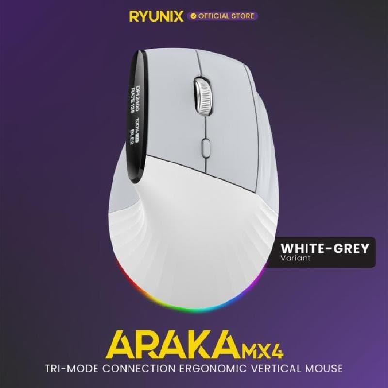 RYUNIX ARAKA MX4 (White) Mouse Vertical Ergonomic