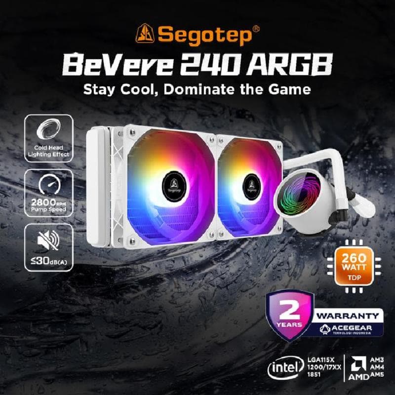 SEGOTEP BEVERE 240 ARGB (WHITE) 240mm ARGB AIO Cooler Intel/AMD