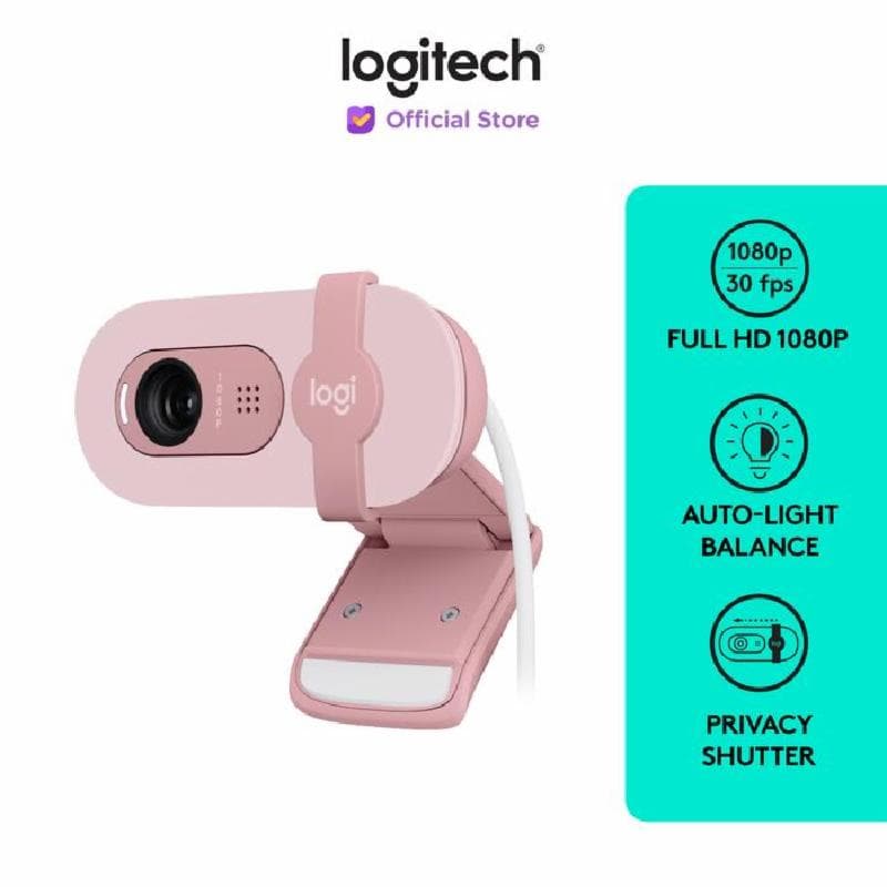 LOGITECH BRIO 100 (Pink) Webcam Full HD Shutter Privacy & Built-in Microphone