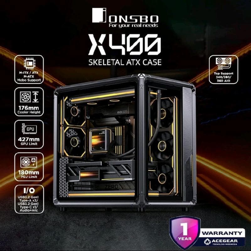JONSBO X400 Grey (Premium ATX PC Case)