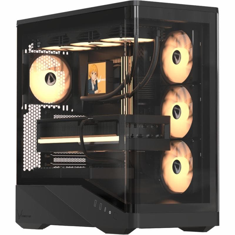 FORMULA V LINE Crystal U9 PA (Black) Mid Tower E-ATX | Steel & Tempered Glass Include 4 FAN ARGB PWM