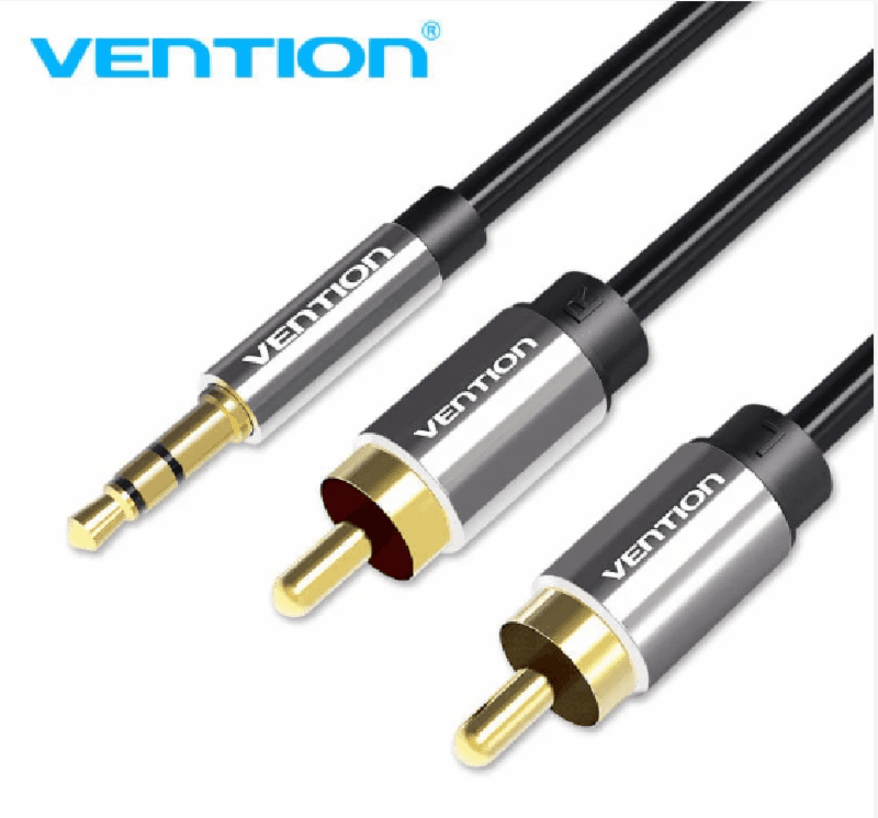 VENTION BCFBI 3M KABEL AUDIO 3.5mm Male to 2RCA Male Audio Cable Black Metal Type
