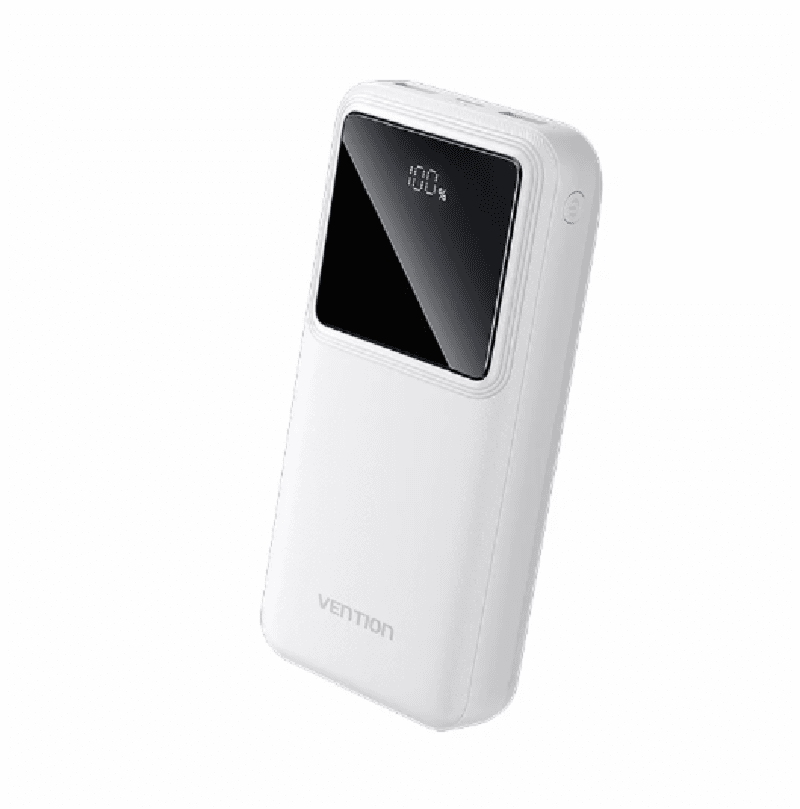 VENTION FHLW0 20000MAH 22.5W POWERBANK MICROUSB+C+AX2 WHITE LED