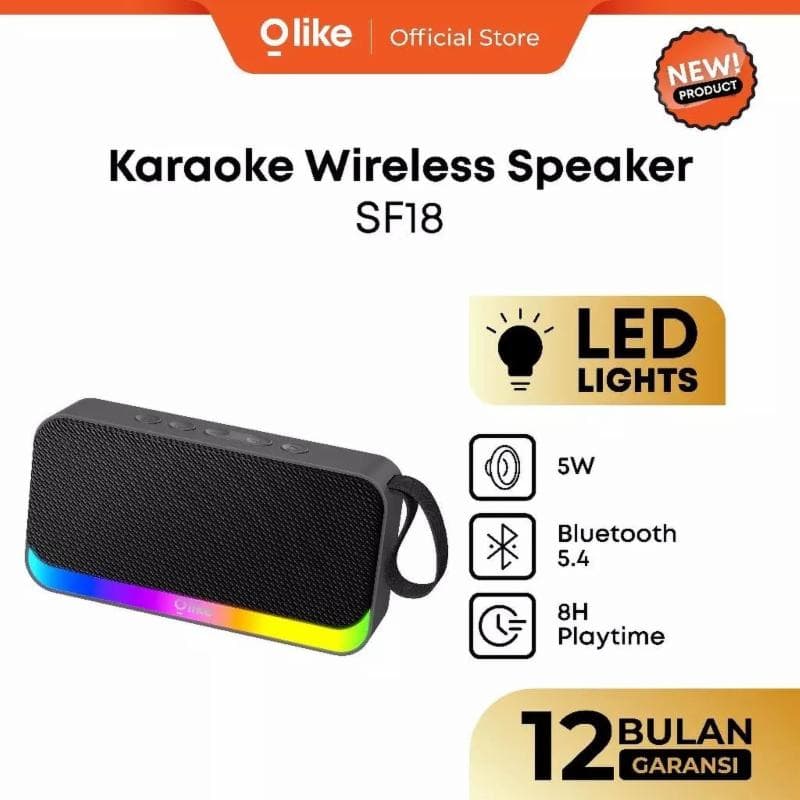 OLIKE SF18 Black Speaker Bluetooth Bass 5W | LED Light | Support TWS Mode