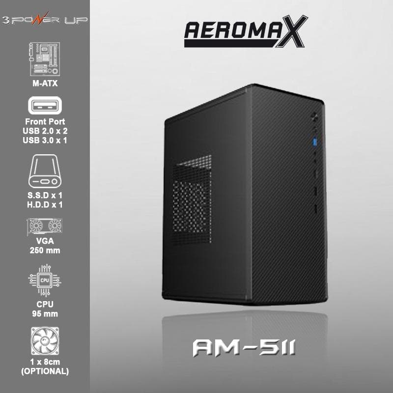 POWER UP AEROMAX AM-511 m-ATX Case include PSU 500W