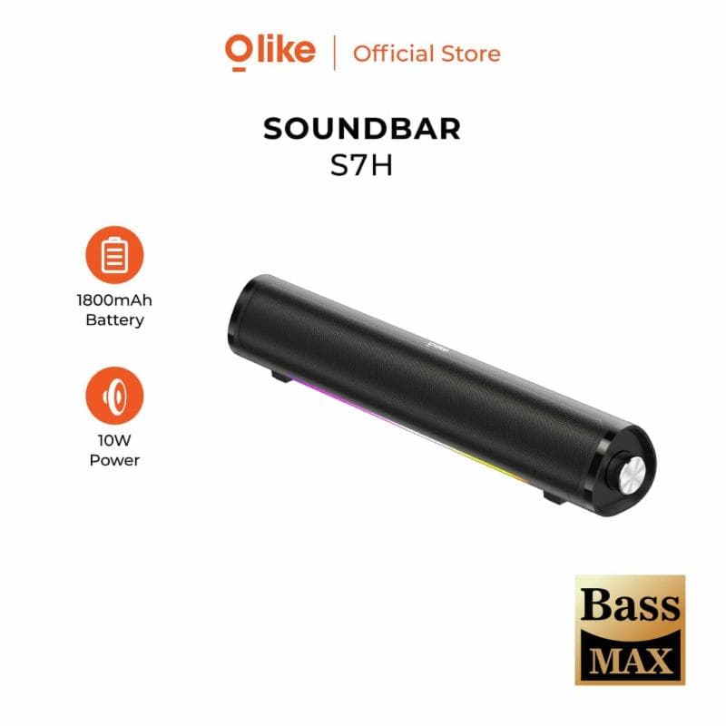 OLIKE S7H Black Speaker Bluetooth Bass 10W | LED Light | HD Audio Stereo Bass Max