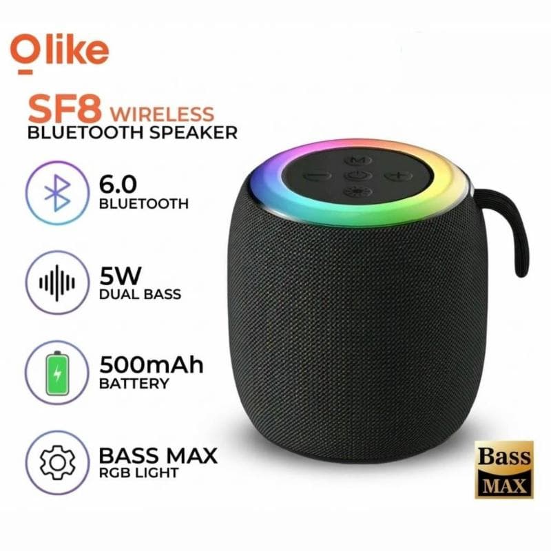 OLIKE SF8 Black Speaker Bluetooth Bass 5W | LED Light | Support TWS Mode