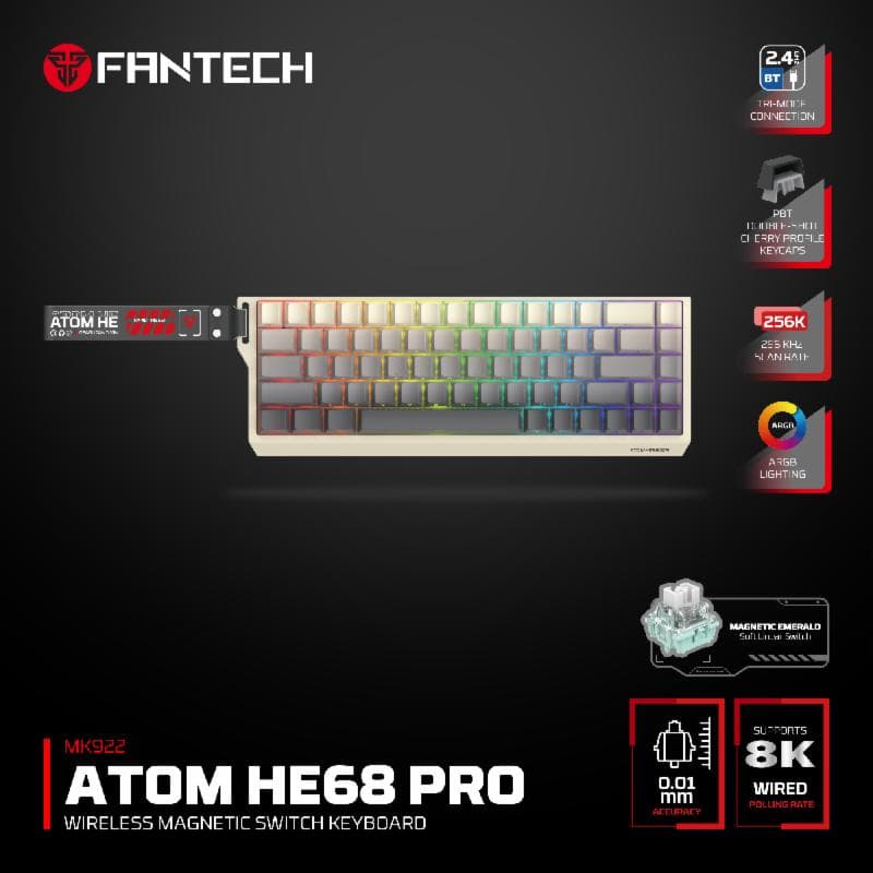FANTECH ATOM HE68 PRO MK922 (BEIGE) MECHANICAL KEYBOARD
