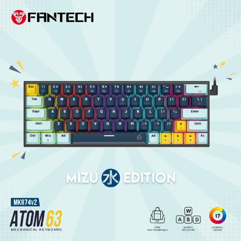 FANTECH MIZU ATOM63 MK874V2 (NAVY BLUE) ROSIE SWITCH MECHANICAL KEYBOARD