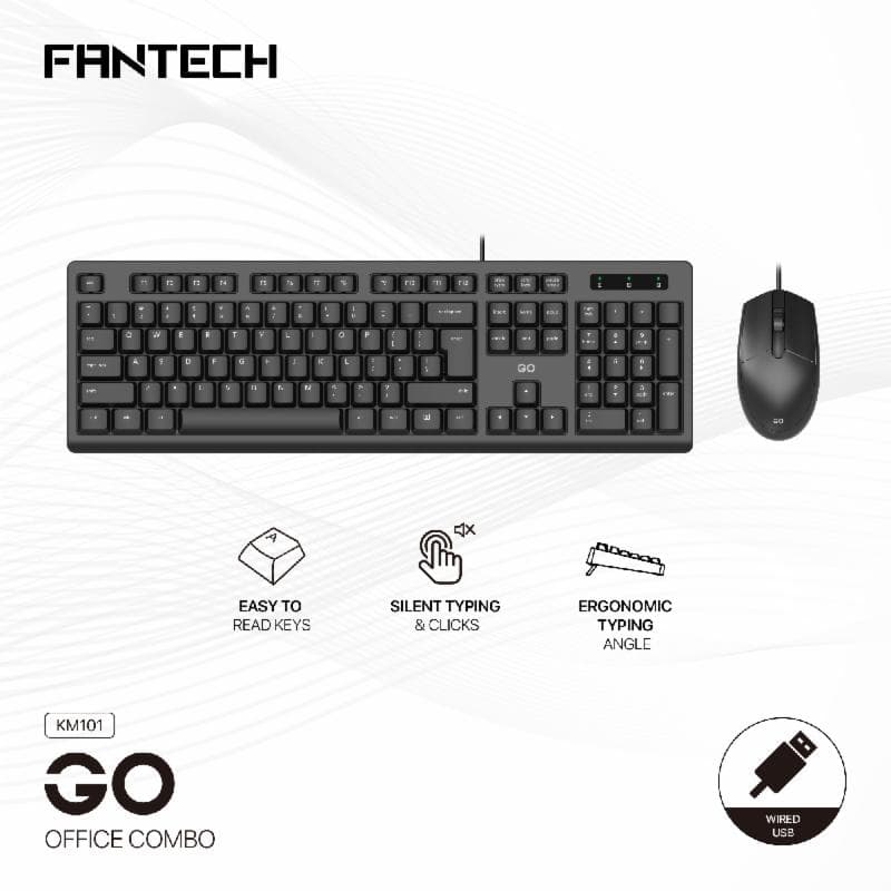 FANTECH GO KM101 (BLACK) OFFICE COMBO KEYBOARD MOUSE