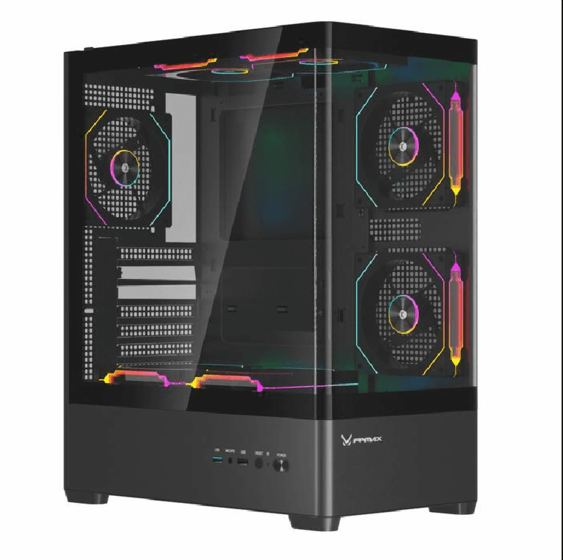 FPMAX DIAMOND R4A PRO LUMA (BLACK) - ATX GAMING CASE FREE 3 RGB FAN