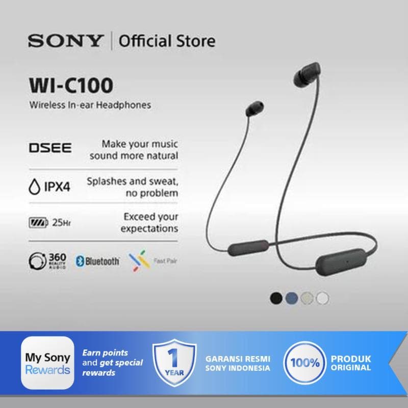 SONY WI-C100 (Black) Wireless In-ear Sport Earphone