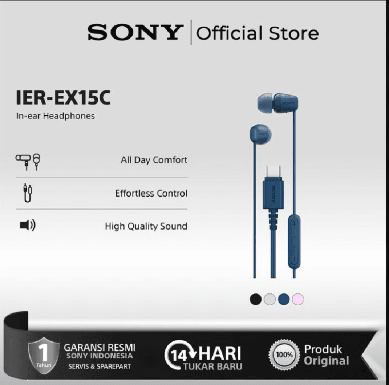 SONY IER-EX15C (Blue) USB-C Wired Earphones