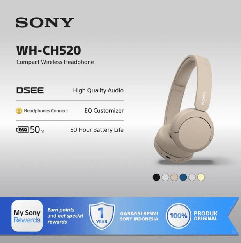 SONY WH-CH520 (Cream) Wireless Bluetooth Headphones