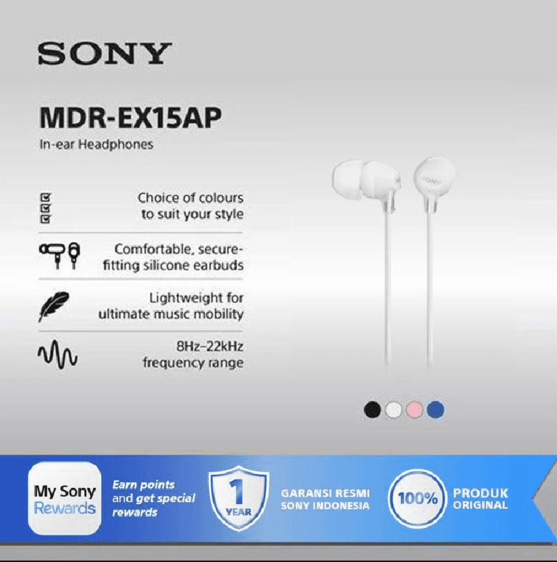 SONY MDR-EX15AP (White) In Ear Earphone With Mic
