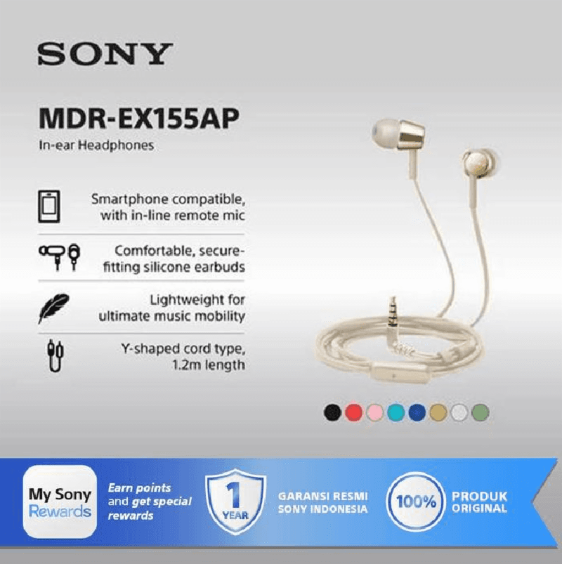 SONY MDR-EX155AP (Gold) In Ear Earphone With Mic