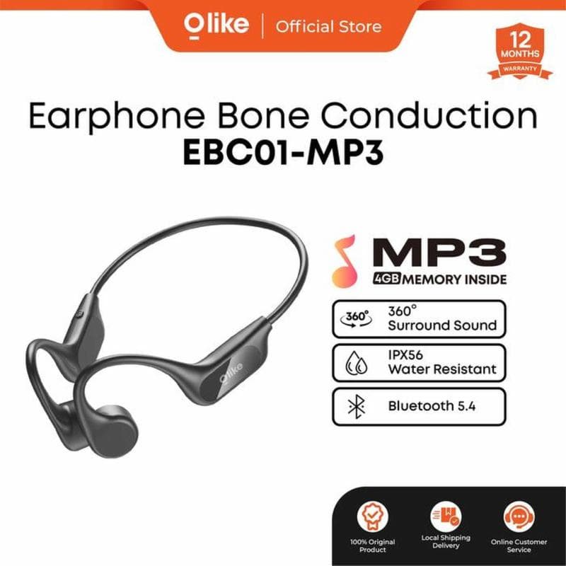 OLIKE EBC01-MP3 (Black) INCLUDE MEMORY 4GB Earphone Bone Conduction