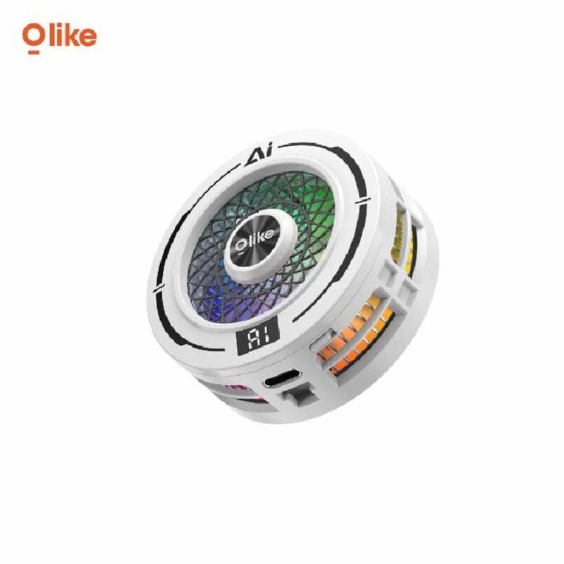 OLIKE CF1S (WHITE) Phone Magnetic Cooler Gaming Low Noise Ai Smart Cooling Technology Dynamic RGB LED