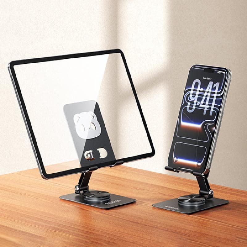 ROBOT RT-US20 (Black) Phone Holder Stand Panda Series Aluminum Foldable Rotatable