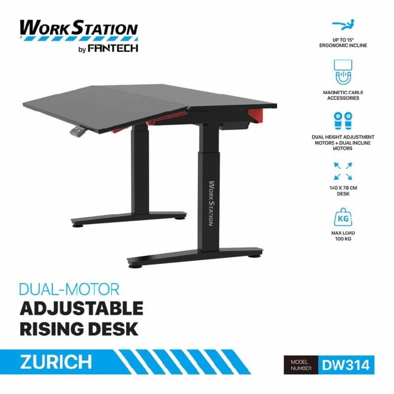 FANTECH WORK STATION DW314 ELECTRIC ADJUSTABLE DESK BLACK