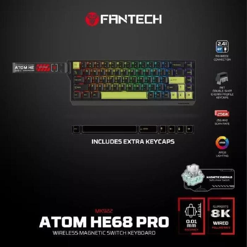 FANTECH ATOM HE68 PRO MK922 (BLACK) MECHANICAL KEYBOARD