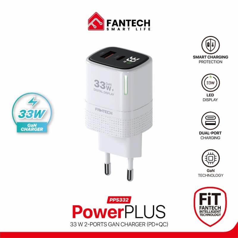 FANTECH POWER PLUS PPS332 (WHITE) 33 WATT GAN CHARGER