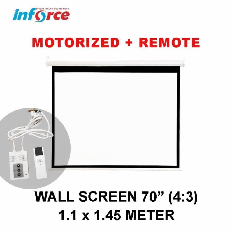 INFORCE Wall Screen Projector 70" (1100X1450) 4:3 Layar Proyektor Gantung Motorized Remote