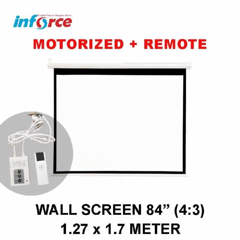 INFORCE Wall Screen Projector 84" (1270X1700) 4:3 Layar Proyektor Gantung Motorized Remote