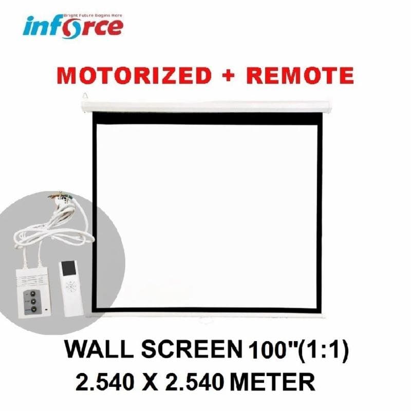 INFORCE Wall Screen Projector 100" (2540X2540) 1:1 Layar Proyektor Gantung Motorized Remote