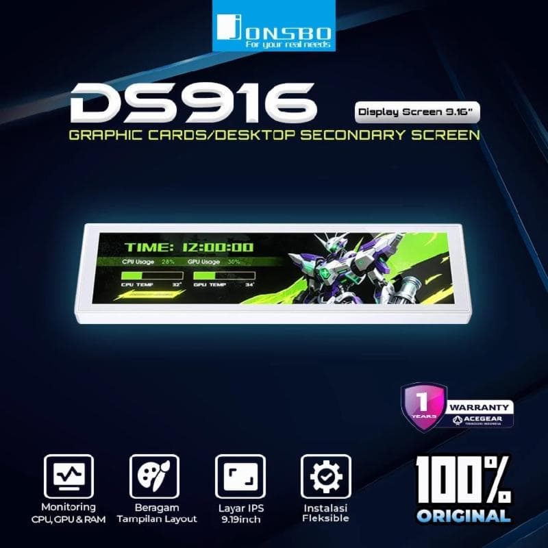 JONSBO DS916 Display Screen White (9.16 Inch IPS Multifunction Screen)