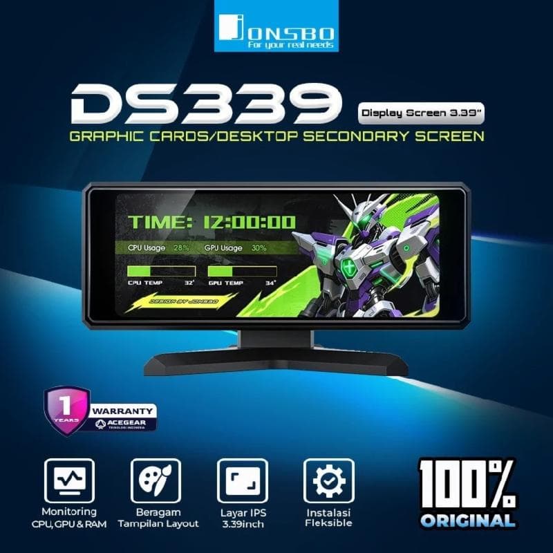 JONSBO DS339 Display Screen Black (3.39 Inch IPS Multifunction Screen)