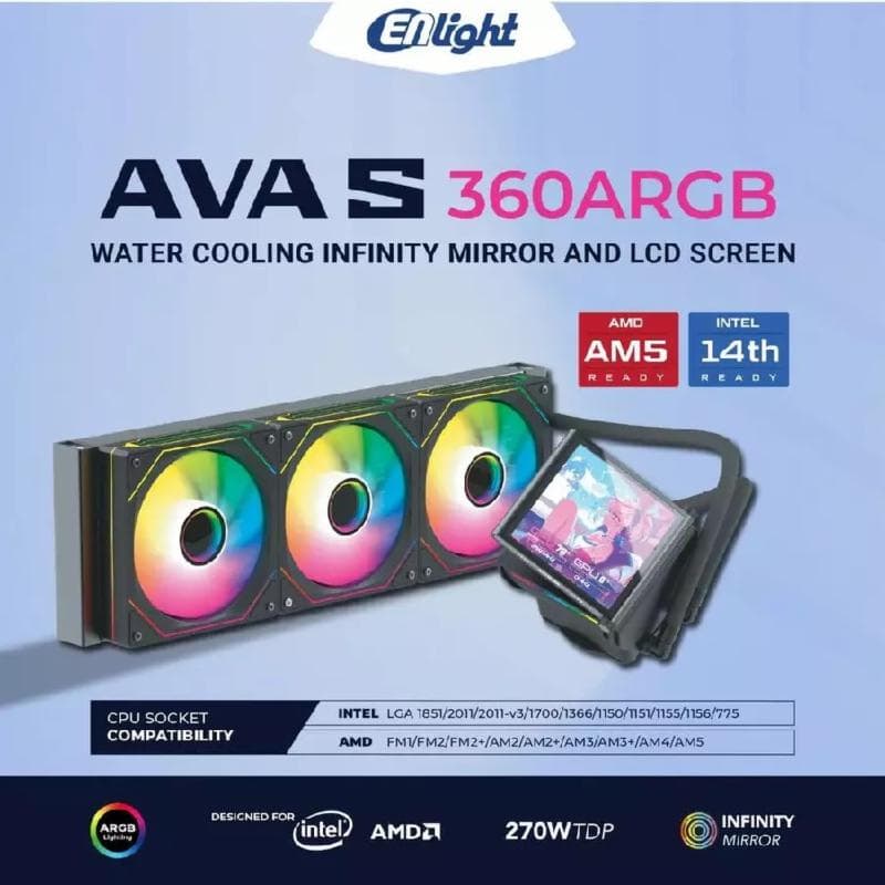 ENLIGHT AVA 360 S (BLACK) LCD AIO CPU Water Cooling