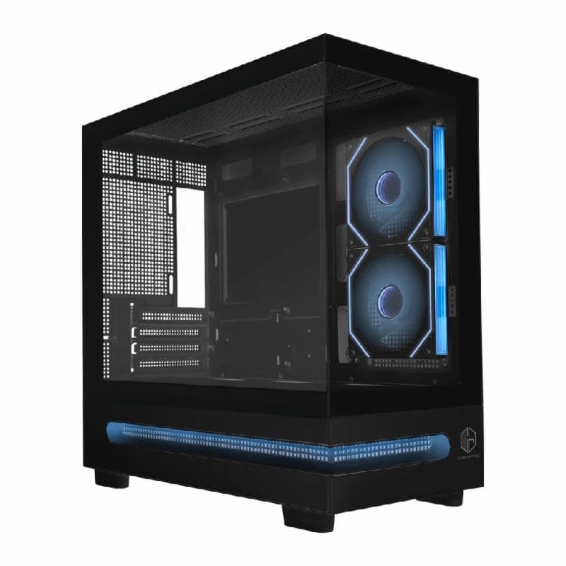 CUBE GAMING PROVICT (BLACK) mATX Gaming Case - Panoramic View - Front & Left Side Tempered Glass FREE 2PCS 12CM ARGB FAN
