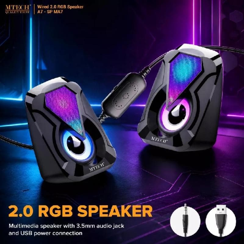 M-TECH A7 Speaker Gaming Stereo Audio RGB