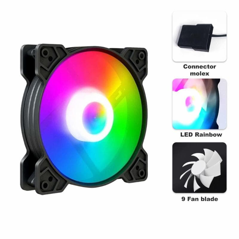 JUNGLE LEOPARD K8 BLACK AUTO RGB RAINBOW 120mm NON PWM Fan Molex 4pin (BULK PACKAGE)