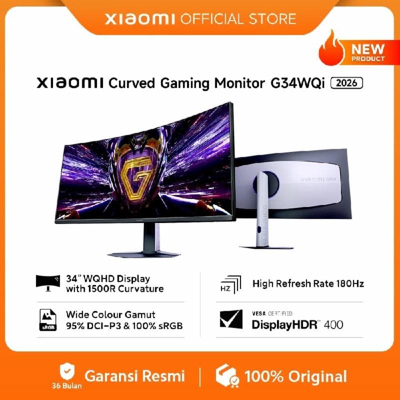 XIAOMI G34WQi 2026 WQHD 34 Inch Ultrawide 180Hz Curved Gaming Monitor