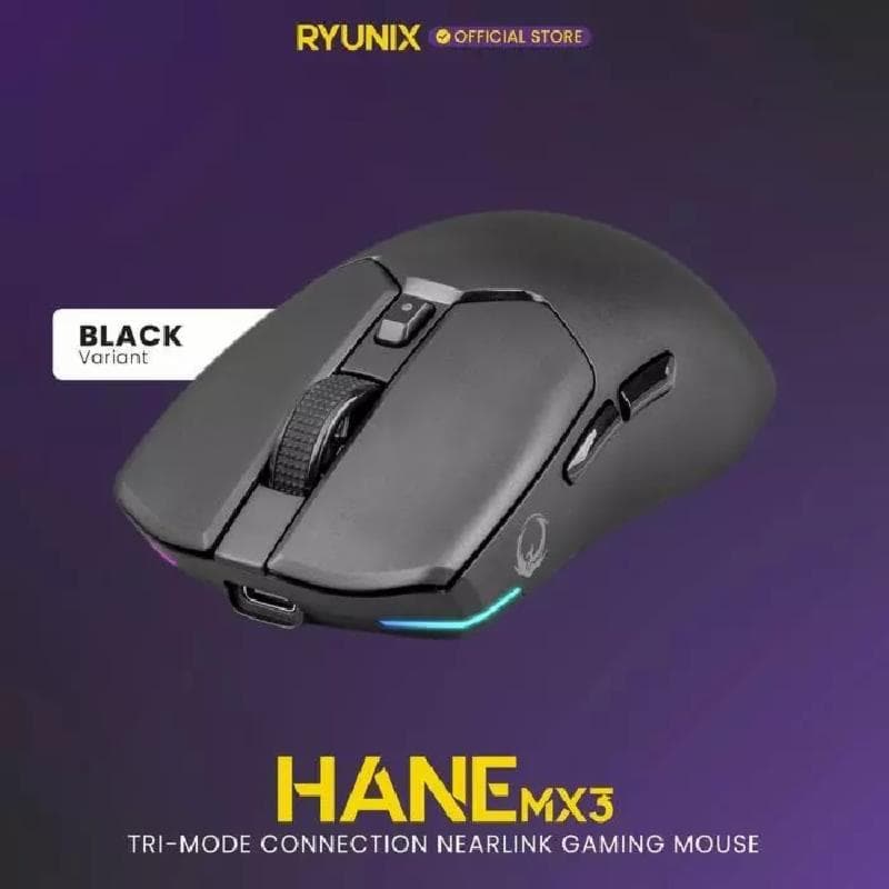 RYUNIX NEARLINK HANE MX3 (Black) Mouse Gaming Wireless Tri-mode Lightweight