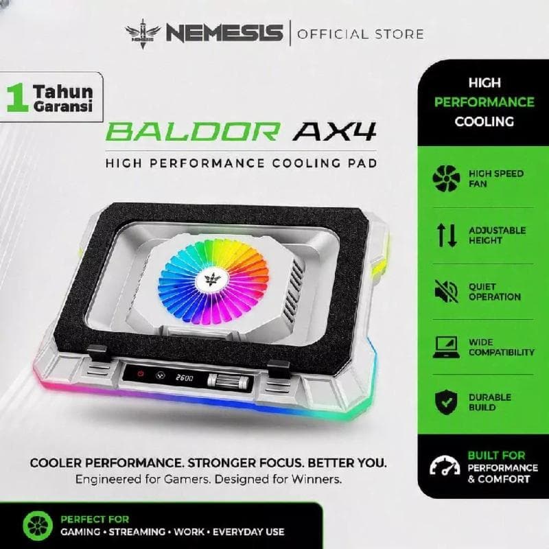 NYK NEMESIS BALDOR AX4 Cooling Pad Gaming Laptop RGB