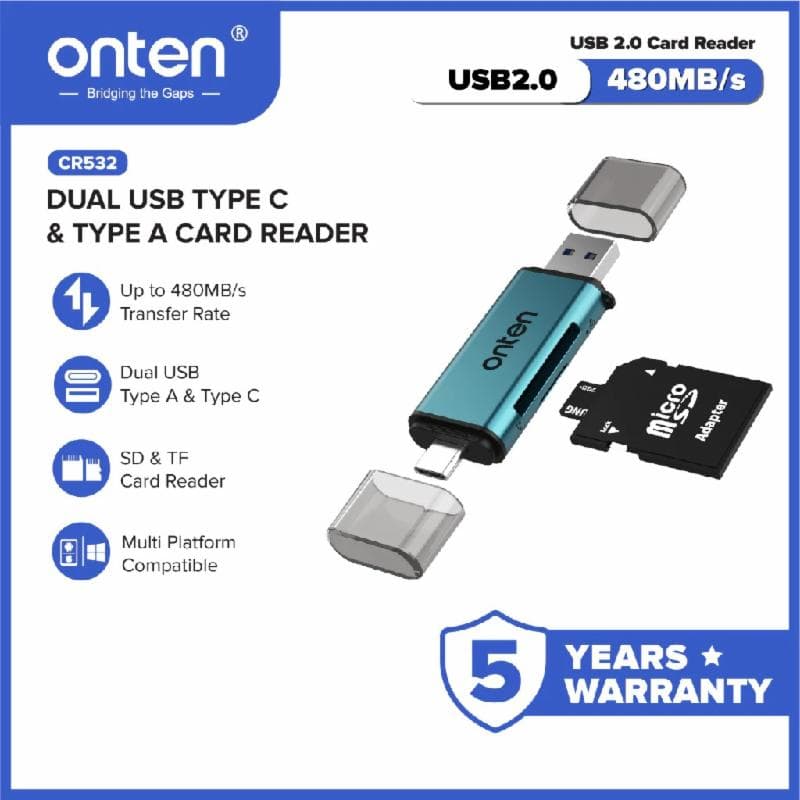 ONTEN CR532 CARD READER USB A+C TO SD+TF