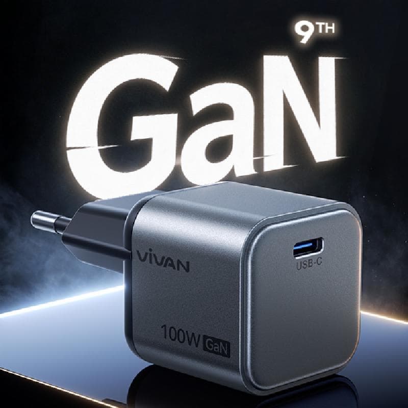 VIVAN GaN-Q100 (Black) Charger 100W Fast Charging USB-C PD /PPS/AVS/QC 3.0