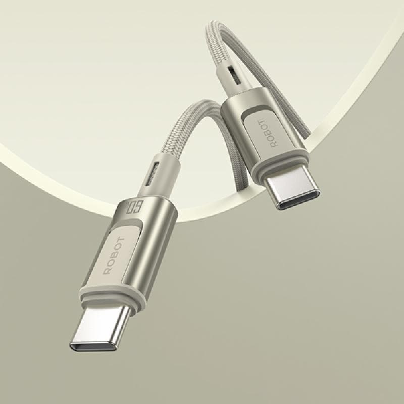ROBOT RZCC100 (Golden) Kabel Data Usb C To Type C 60W Fast Charging 1M