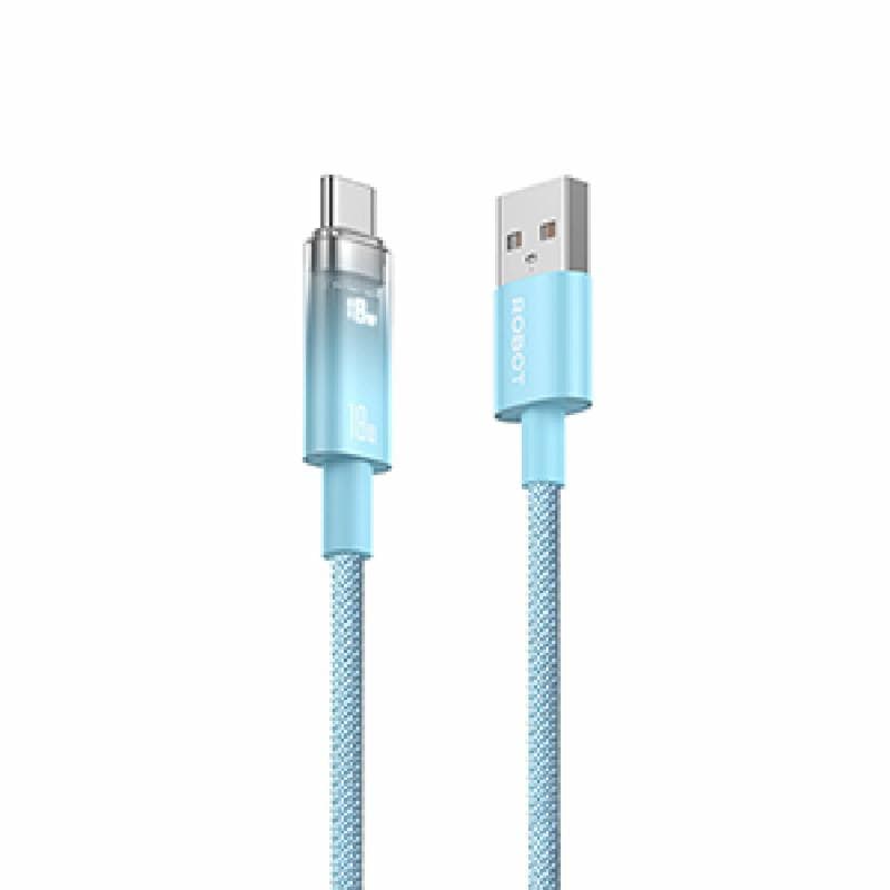 ROBOT RHC100 (Blue) Kabel Data Usb A To Type C Digital Display 18W Fast Charging 1M