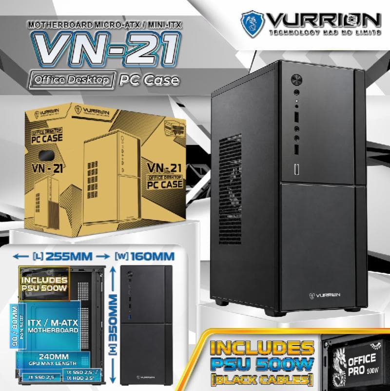 VURRION OFFICE VN21 m-ATX CASE + PSU