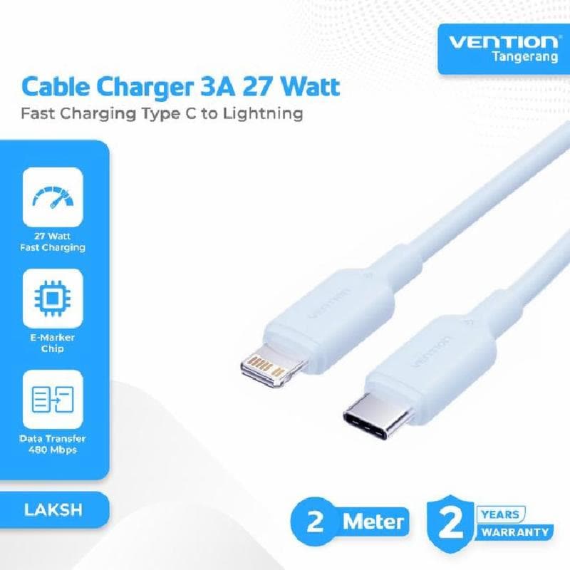 VENTION LAKSH USB 2.0 Type-C Male to Lightning Male 3A Cable 2M Blue PVC Type