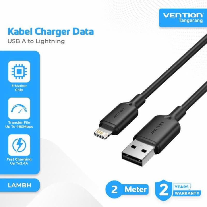 VENTION LALBF USB 2.0 Type-C Male to Lightning Male 3A Cable 1M Black Aluminum Alloy Type