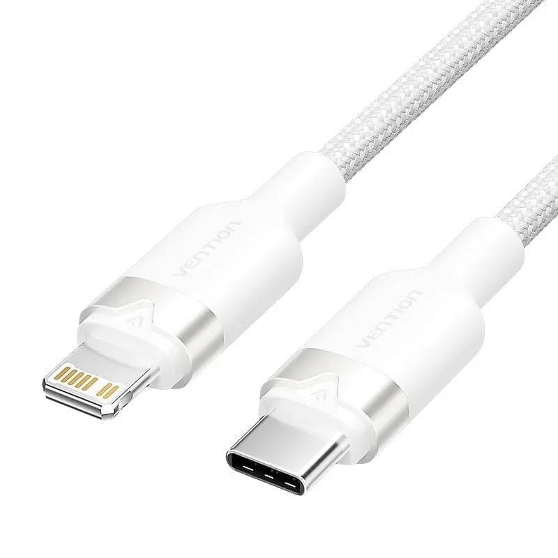 VENTION LALWH USB 2.0 Type-C Male to Lightning Male 3A Cable 2M White Aluminum Alloy Type